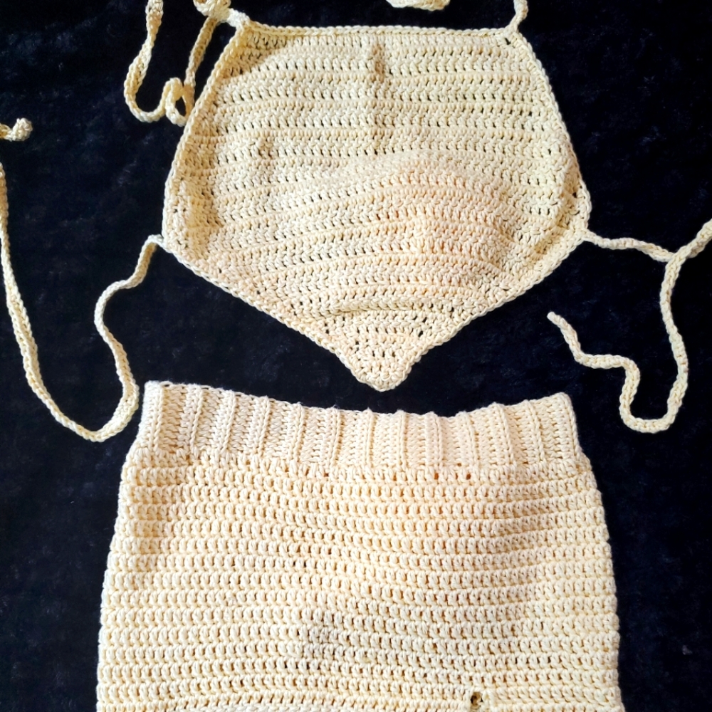 Handmade crochet skirt and top